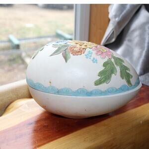 Vintage Floral Ceramic Easter Egg Trinket or Candy Dish